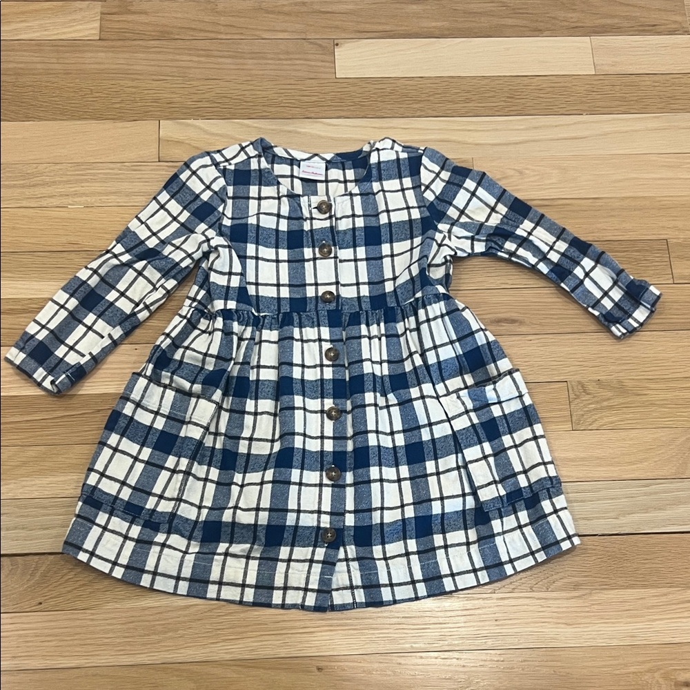 Hanna Andersson Navy and White Checkered Kids Dress